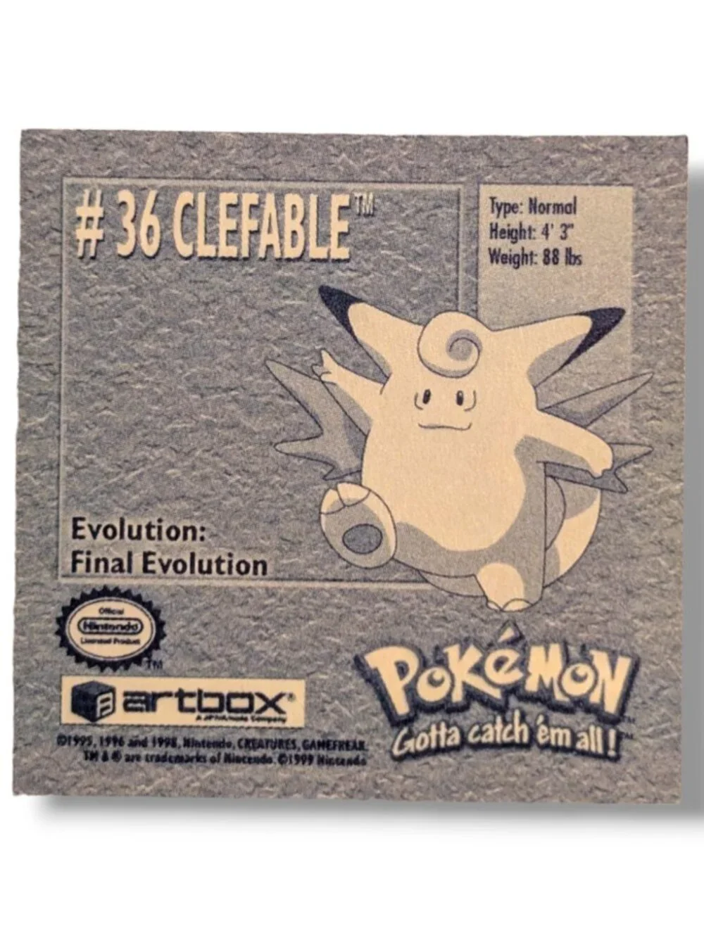 Pokemon Vintage Artbox Sticker (XX41): #36 Clefable and Psychic Energy